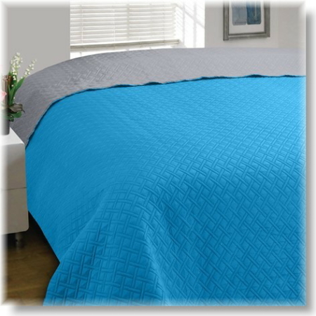 Türkiz kék-szürke kétoldalas steppelt ágytakaró